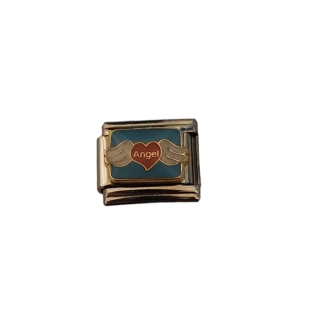 Italian Charmlink for Charm Bracelet Angel‎ in Heart ❤️ with Wings🪽 9mm